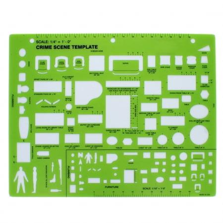 ASR Federal Police Crime Scene Forensic Scale Drawing Legend Template Tool, 11x8.5 Inches