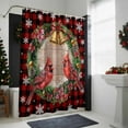 thumbnail image 4 of Shower Curtain 54"W x 78"L Christmas Cardinals Wreath Red Plaids Fabric Shower Curtains Set with Hooks Water Repellent Bathroom Curtains Machine Washable Bathroom Accessories, 4 of 7