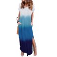 thumbnail image 2 of USSUMA Sun Dresses Women Summer Casual Short Sleeve Loose Pocket Long Slit Maxi Sundresses for Women Tie Dye Plus Size Dress for Women V Neck Graduation Dress, 2 of 5