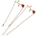 thumbnail image 4 of 2 pulseras de rosas rojas de moda, ajustables y elegantes, regalo de joyería para mujeres y niñas (doradas)., 4 of 5