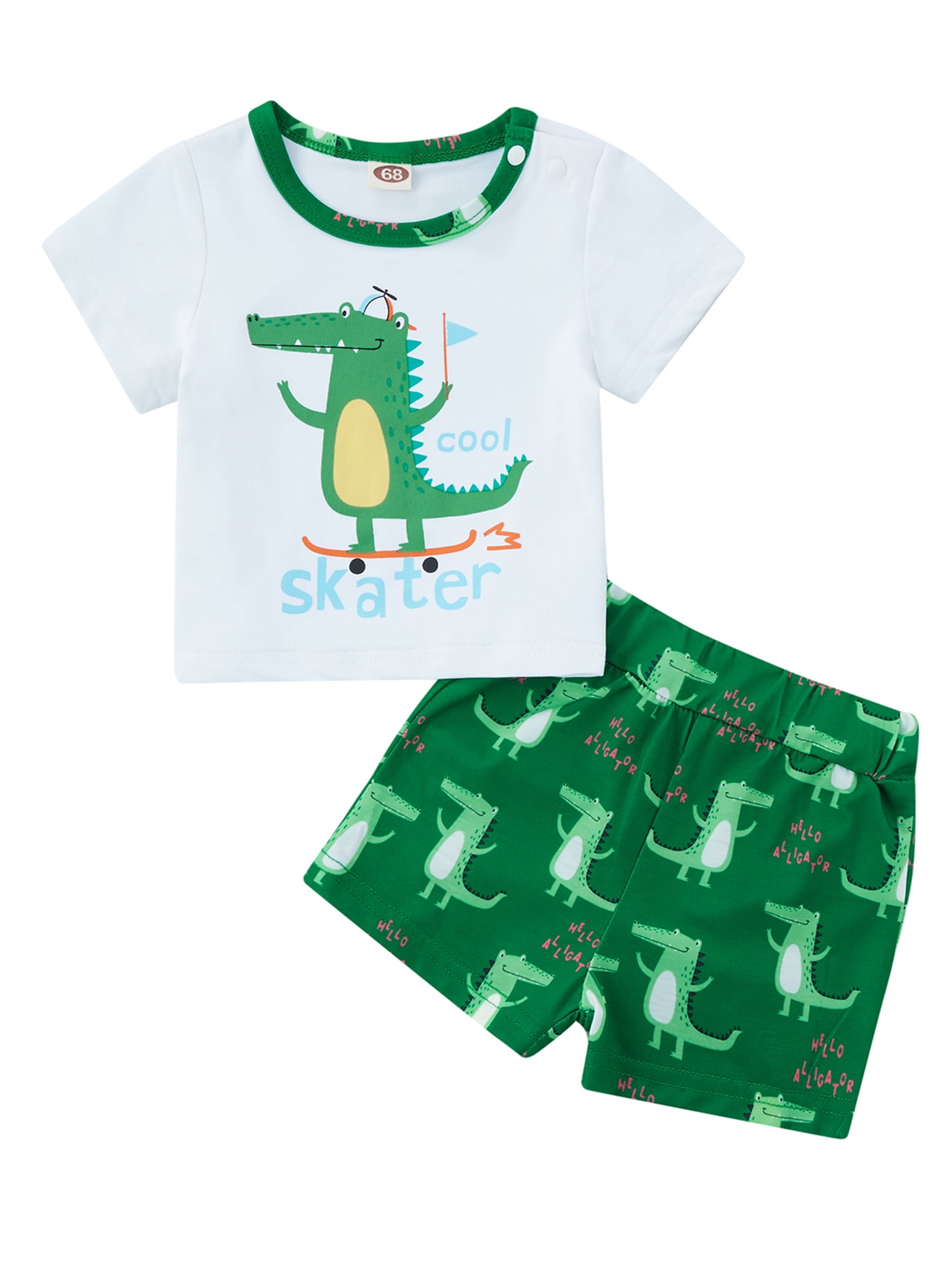 Summer Kids Baby Boys Girls Cartoon T-Shirt Top+Shorts Casual Wear Outfits Set 