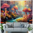 thumbnail image 4 of PRATYUS Mushroom Tapestry Misty Forest Tree Tapestry Reactive Floral Plant Wall Tapestry Magical River Tapestry Aesthetic Fantasy Landscape Tapestry Wall Hanging for Bedroom Decor Multi Size Painting, 4 of 6