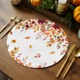 thumbnail image 2 of Autumn Sunflower Round Braided Placemats Set of 1, Rustic Cottagecore Floral Orange Leaf Vine Heat Insulation Place Mats Washable Non-Slip Table Mats for Kitchen Dining Party, 13 Inches, 2 of 9