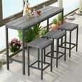 thumbnail image 2 of 4-Piece Counter Height Bar Table and Chairs Set, Modern Kitchen Dining Table Set with 3 Padded Stools, Metal Extra Long Console Bar Set for Breakfast Nook Small Places, Easy Assembly, Gray, 2 of 7