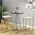thumbnail image 2 of Set of 2 Creamy White Velvet Bar Stools with Gold Metal Frame, Counter Height Dining Chairs for Kitchen Island and Home Decor, 2 of 10