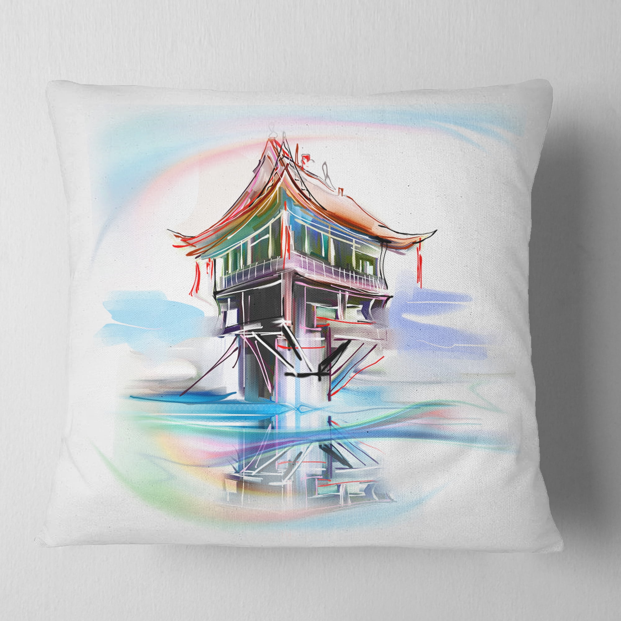 Designart Pagoda in Vietnam - Abstract Throw Pillow - 18x18