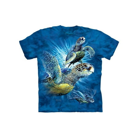 Deep Blue 100% Cotton Find 9 Sea Turtles T-Shirt NEW