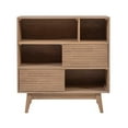 thumbnail image 3 of Pemberly Row Bookcase 3 Open Shelves 2 Sliding Door Panels in Natural, 3 of 12