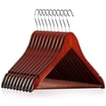 thumbnail image 1 of Perchas de madera para trajes Casafield 10, madera de cerezo y loto con gancho, 1 of 7
