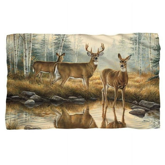 Trevco WW370-BKT1-36x58 36 x 58 in. Wild Wings & Autumn Reflections 2 Polyster Fleece Blanket, White