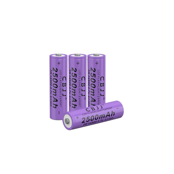 3.7V 2500mAh 1￵4￵5￵0￵0 Rechargeable Batteries for Flashlights Toy Cars Button Top Cell (Purple)