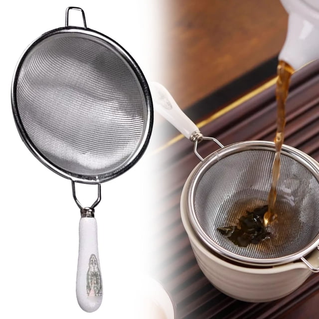 Kitchen Supplies Commercial Grade Tea Infuser & Coffee Sieve Set 304 Stainless Mesh Filter With Heat Handle For Home Brewing