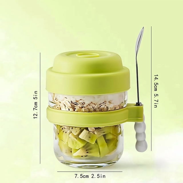 Kilougeis Cereal Cups Breakfast Containers with Spoons with Lids Reusable Bottles Leak Proof Grain Containers Refrigerator Storage Bowls Suitable for Breakfast Storage Hot Sale