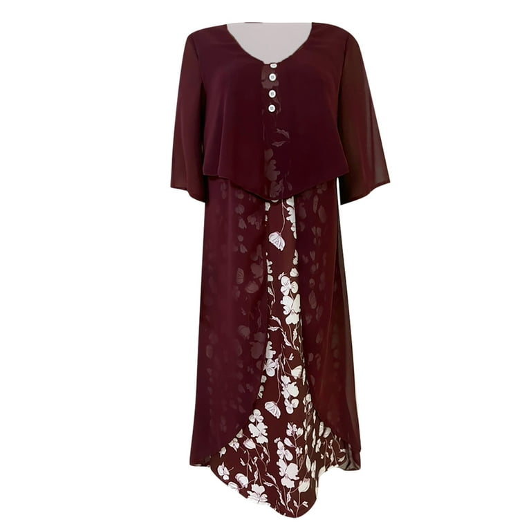 BEEYASO Clearance Summer Dresses for Women 3/4 Sleeve Printed