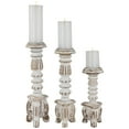 thumbnail image 3 of Northlight Set of 3 Brushed White Tripod Wooden Pillar Candle Holders 18", 3 of 5