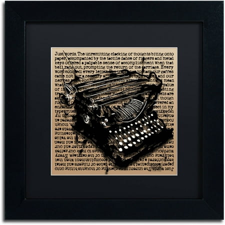 Trademark Fine Art "Three-Quarter Typewriter" Canvas Art by Roderick Stevens, Black Matte, Black Frame