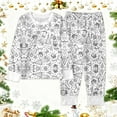 thumbnail image 2 of HNMKIU Long Sleeve Pajama Sleepwear with Pants Holiday Comfort Joy Christmas Pajamas for Kids for Girls Boys 02_White,6-7, 2 of 3