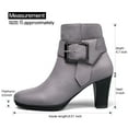thumbnail image 6 of Pennysue Women's Gray Wide Width Ankle Boots With Buckle And Zipper Chunky Heel Ankle Strap Zip Boots For Ladies Size 9.5, 6 of 7