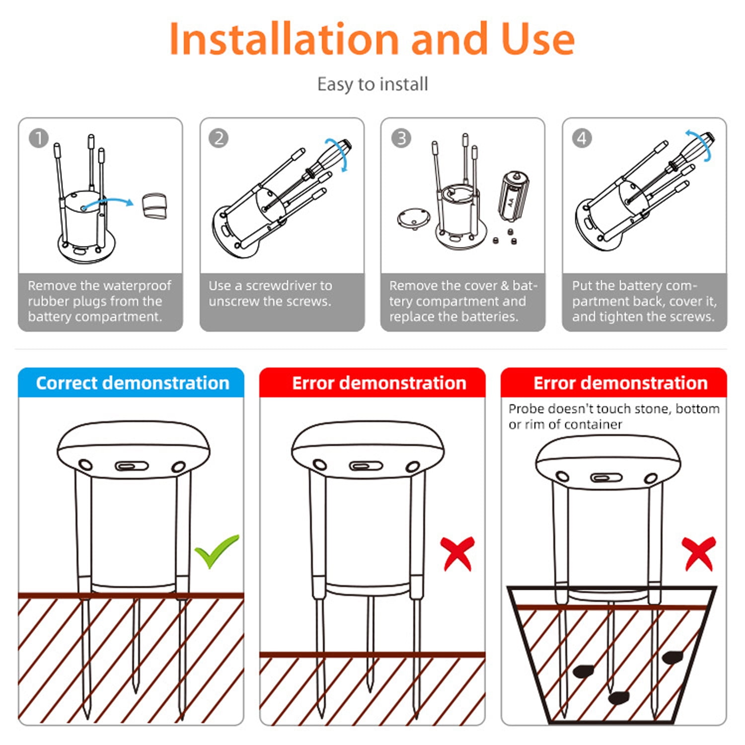 ZigBee 3.0 Soil Moisture & Temperature Sensor Meter, 4-in-1 Soil Moisture Meter, Wireless Transmission, Remote Monitoring, for Greenhouses, Gardens,Home Assistant,Zigbee2MQTT