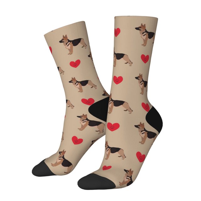Fotbe German Shepherd Dog Calcetas Largas con Estampado para Hombre y Mujer – Calcetas de Compresión Transpirables y Elásticas, Viajar y Uso Diario Talla 5-11