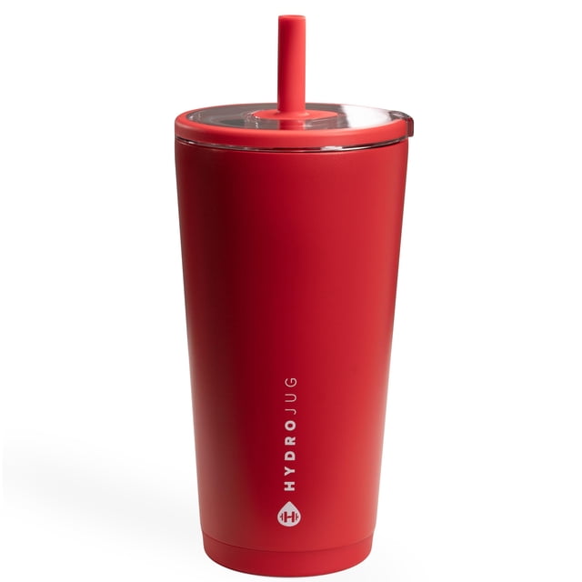 HydroJug Everyday Tumbler 20 oz â?? Ceramic-Lined Insulated Tumbler with Straw and Soft-Touch Lid, Cup Holder Friendly, Double-Wall Vacuum Insulatio
