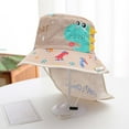 thumbnail image 2 of Toddler Boy Sun Hat Kids Boys Summer Cartoon Dinosaur Prints Bucket Hat with Back Neck Cover Quick Dry Outdoor Legionnaire Hat Baby Summer Hat Khaki 2 Years-8 Years, 2 of 4