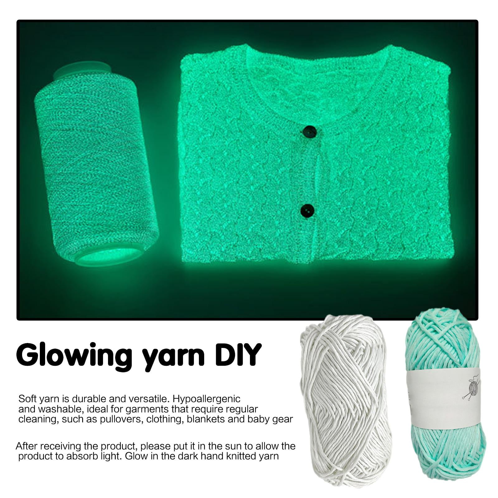 Glow in The Dark Yarn, Yarn for Crochet, 3 pcs, Blue