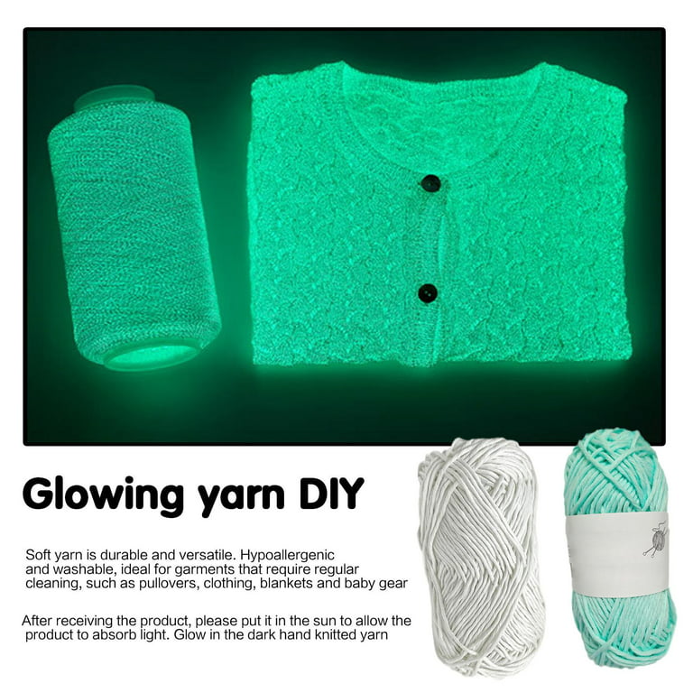  2Pcs Glow in The Dark Yarn, Luminous Thick Yarn for Crocheting,  55 Yards Sewing Supplies, Scrubby Yarn for Beginners I Love This Yarn for  Knitting,Crochet and DIY Party Supplies Fluorescent (White)