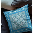 thumbnail image 3 of 16" X 16" Blue And Pink Broadcloth Floral Throw Pillow, 3 of 5