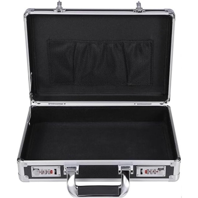 Aluminum Storage Box,Aluminum Briefcase Combination Safe Laptop Briefcase Home Invisible Cash Money Case Briefcases For Men And Women (Color : Silver, Size : 36 * 24 * 10cm) (Color : Black, Size : 3