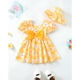 thumbnail image 3 of Baby Girls Clothes Toddler Girls Floral Dress 12 Months Girls Summer Dress 18 Months Girls Sundress Short Sleeve Dress with Cute Hat Yellow, 3 of 9