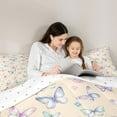 thumbnail image 4 of Feelyou Dreamy Butterfly Child Bedding Comforter Set 7pcs, Kawaii Cartoon Animal Queen Bedding Sets, Blossoms Flower Floral Reversible Queen Sheet Sets, Luxury Bedroom Decor, 4 of 8