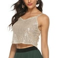 thumbnail image 2 of Besolor Womens Sequins Crop Cami Tops V Neck Spaghetti Straps Sleeveless Camisole Sparkly Glitter Party Club Shirts, 2 of 4