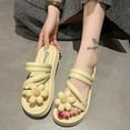 thumbnail image 6 of abtuhar Summer Sandals for Women,Sandals Women,Slide Sandals for Women or Ladies Dressy Summer Casual,Cute Flower Decoration Top Strap Shoes Beige, 6 of 6