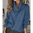 thumbnail image 4 of Women'S Oversized Chunky Pullover Sweaters Cowl Neck Long Sleeve Winter Slouchy Loose Knit Sweaters Blue 4XL, 4 of 8