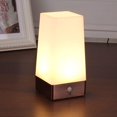 thumbnail image 1 of Table lamp, retro LED night light, bedside lamp with wireless PIR motion sensor, requires 3 AAA 1.5 V batteries, Plastic, White light, square, 1 of 4