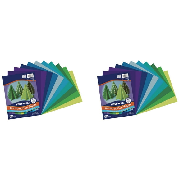 2-pack Tru-Ray Sulphite Construction Paper, 9 x 12 Inches, Assorted Cool Colors, 50 Sheets