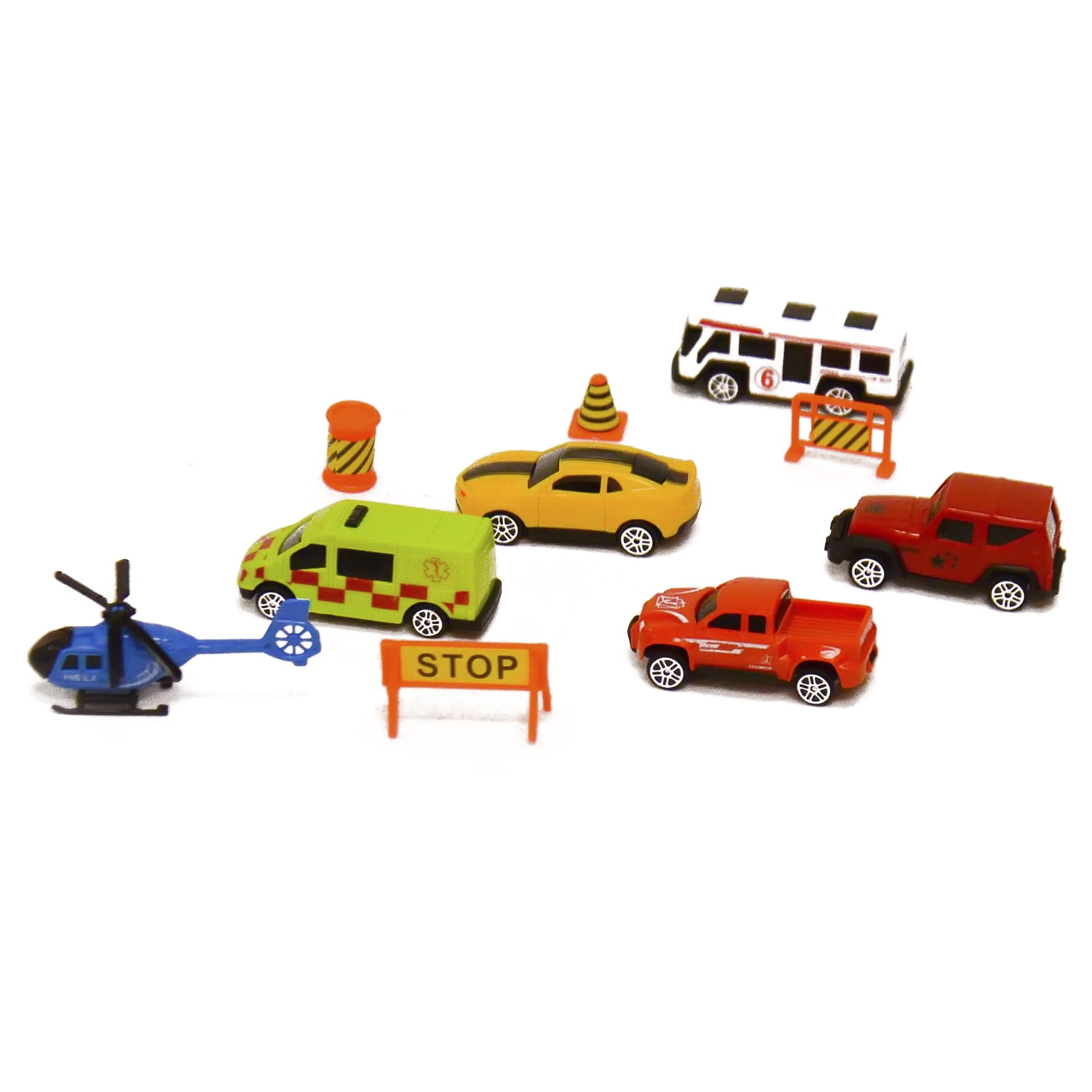 Blue Block Factory 11 in 1 Die Cast Carrier Truck with Mini Cars and Accessories