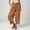 Brown, variant on Women's Harem Pants, Elastic Waist with Clean Front and Full-Length Hems, Cotton Blend for Everyday Styling