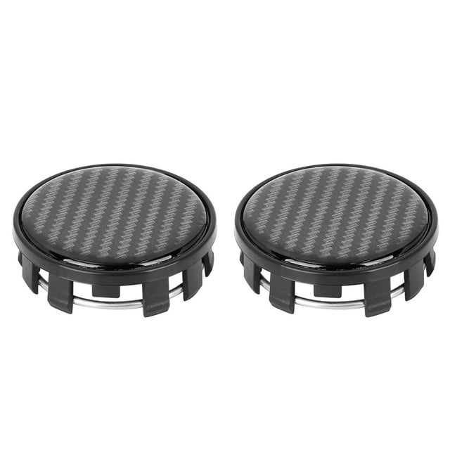 2pcs 54mm 9 Lugs Car Wheel Hub Caps Universal Black with Carbon Fiber Pattern Epoxy Sticker