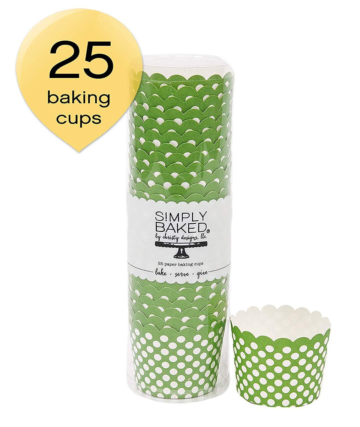 Simply Baked Small Paper Baking Cups Green with White Dot 25Pack