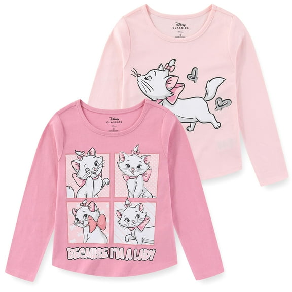 Disney The Aristocats Marie the Cat Long Sleeve Shirt (Girls), 2 Pack, Sizes 4-6X