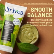 St. Ives BHA Green Tea & Bamboo Face Scrub, Moderate Exfoliating Face Wash with 1% Salicylic Acid, 6oz