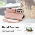 thumbnail image 6 of Decase Anti-Scratch PU Leather Wallet Case Compatible with Samsung Galaxy A16 5G,Shockproof Magnetic Buckle Hybrid Case Cover with Zipper Pocket Credit Card Slot Cash Slot Wrist Strap Lanyard,Rosegold, 6 of 12
