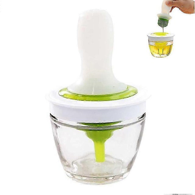 Compact Silicone Oil Bottle Brush For Cooking, Transparent Glass Container With Basting Brush Storage, Safe Non-Toxic Material Direct Food Conta