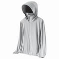 thumbnail image 4 of Sakmal Outerwear Womens Jackets Gray Sunscreen Track Jacket Solid Hooded Cropped Tops for Women, 4 of 5
