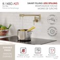 thumbnail image 2 of Stylish Asti Two Handles Brushed Gold Wall Mount with Single Hole Pot Filler K-145G, 2 of 5