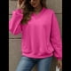 thumbnail image 5 of Sudadera con Capucha para Mujer, de Gran Tamaño, con Cuello en V, Informal, Cómoda, Básica, Moda de Otoño 2025. Rosa Roja XL, 5 of 9