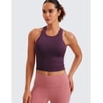 thumbnail image 2 of CRZ YOGA Womens Ribbed Longline Sports Bra Racerback Padded Slim Fit Crop Tank Top with Built in Pads, 2 of 5