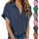 thumbnail image 1 of Camiseta para mujer,Blusa holgada con cuello en V para mujer, túnica informal de manga larga con bolsillo, mezcla de lino suave, para oficina y uso diario, sopatenor, 1 of 9